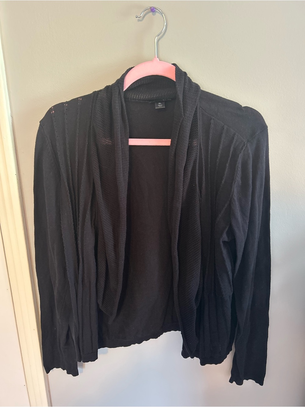 East 5th Black Open-Front Draped Cardigan Jacket